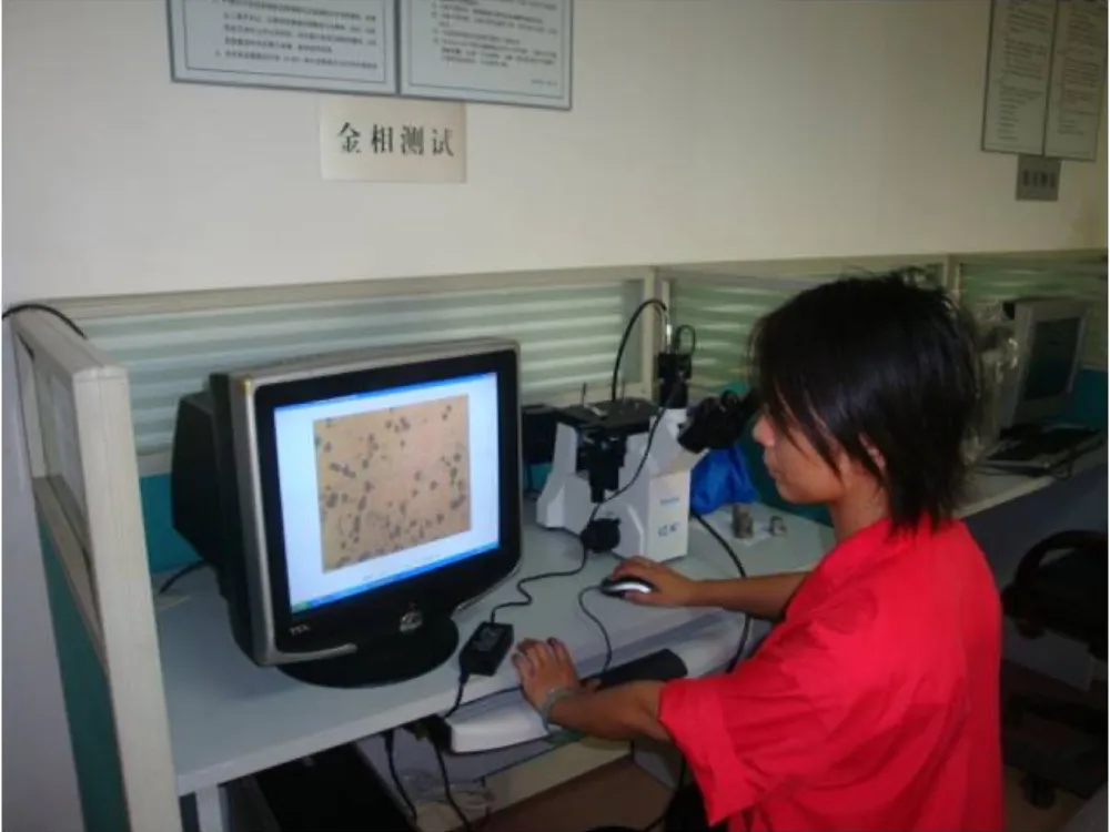 Metallographic inspection in progress